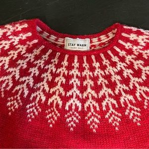 Hand knit ( by me) patterned yoke sweater.
